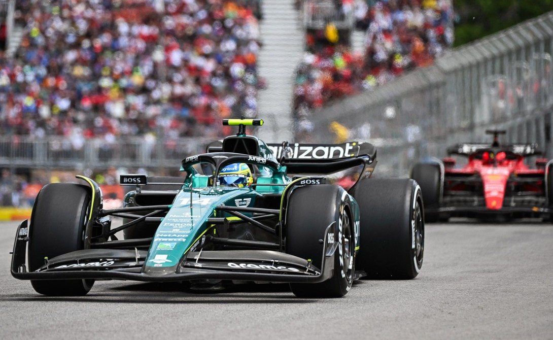 Aston Martin F1 car on race track