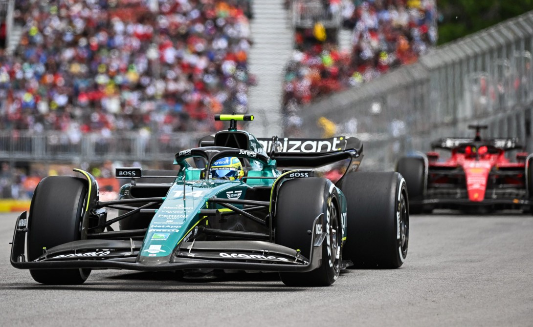 Aston Martin F1 car on race track